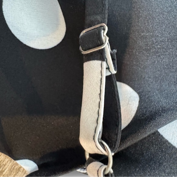 Vici Black Dress with White Polka Dots and Front Cutout - Picture 5 of 15